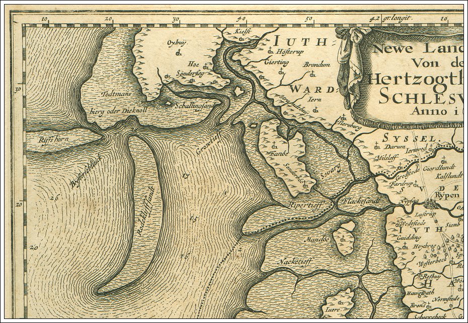 Johannes Mejer og Caspar Danckwerths kort over Fanø 1652