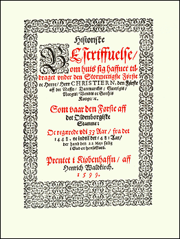 Trykt i K&oslash;benhavn af Henrik Waldkirch i 1599