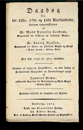 Titelbladet til Farstrup og Axelsons dagb&oslash;ger i udgaven fra 1813