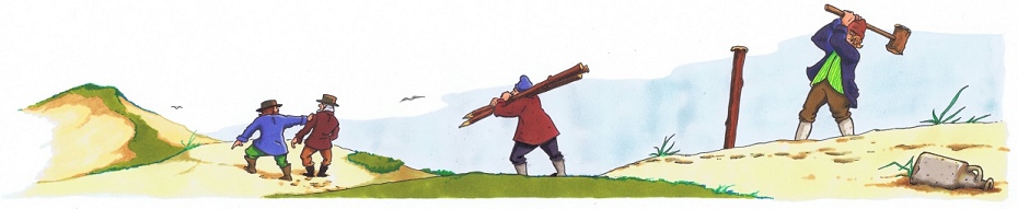 Skelsætningen af Fanø i 1742. Tegning af Bernd Hobohm skelsætningen af Fanø i 1742. Tegning af Bernd Hobohm