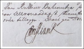 Christian den Sjettes egenh&aelig;ndige underskrift
