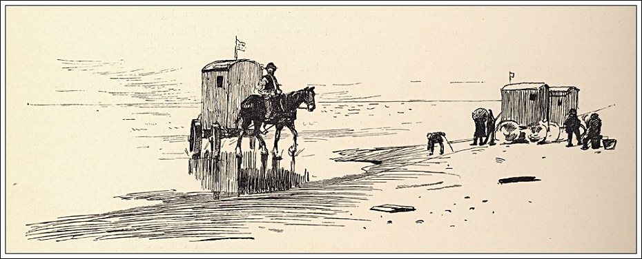 Erik Henningsen: Badevogne p&aring; Fan&oslash; strand