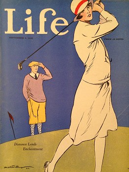 Kvindelig golfspiller. Illustration fra det amerikanske tidsskrift Life 1926 Kvindelig golfspiller. Illustration fra det amerikanske tidsskrift Life 1926