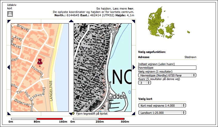 Kort over Havneslippe i Nordby p&aring; Fan&oslash;