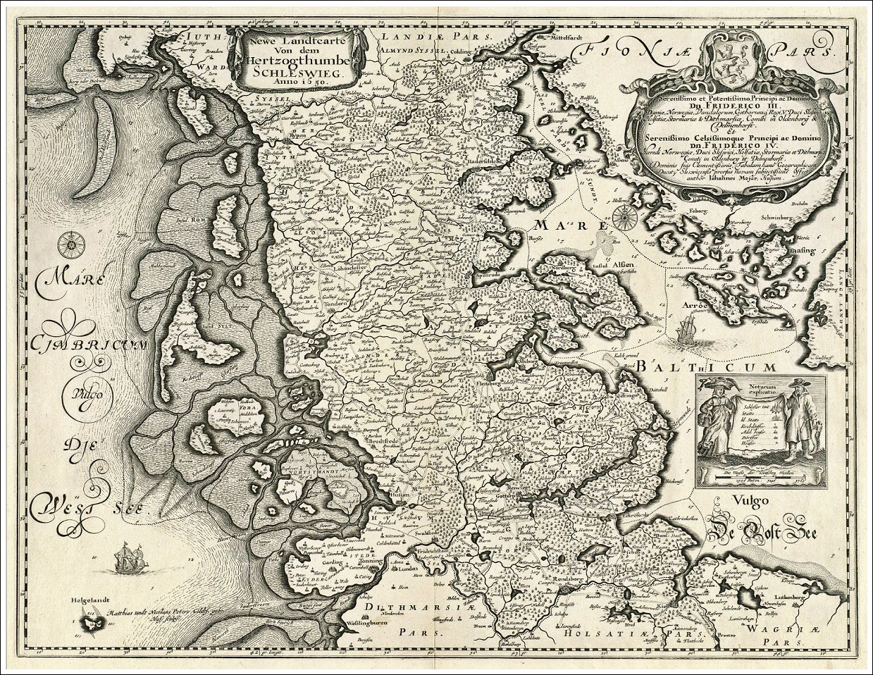 Newe Landtcarte von dem Hertzogthumbe Schleswieg. Anno 1650