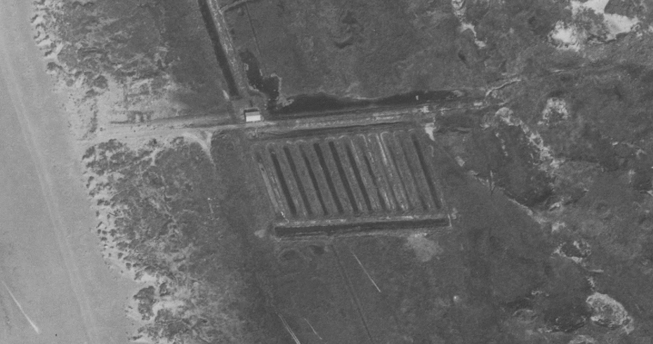 Luftfoto over &oslash;rreddammene ved S&oslash;nderho 1961