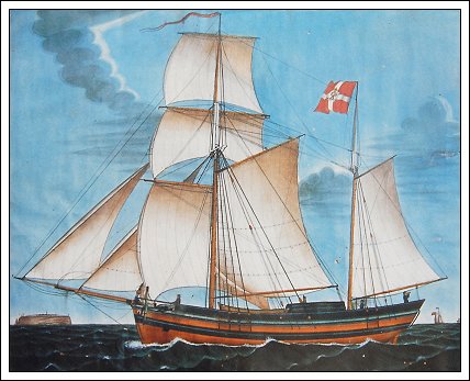 En unavngiven galease ud for Helgoland 1848 malet af Jes N. Ollesen
