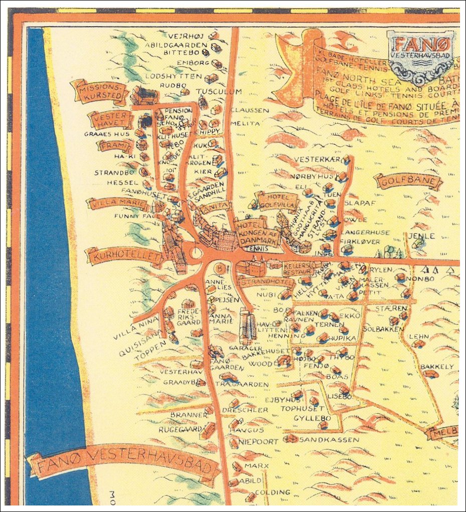 Turistkort med beskrivelse af Fan&oslash; 1948