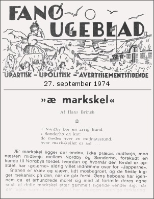 Hans Brinchs historie om &aelig; markskel i Fan&oslash; Ugeblad 27. sept. 1974