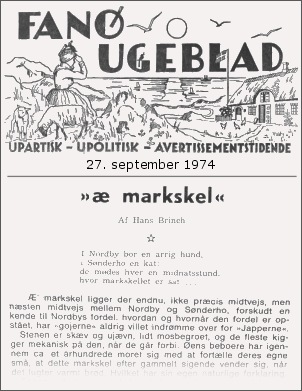 Hans Brinchs historie om æ markskel i Fanø Ugeblad 27. sept. 1974