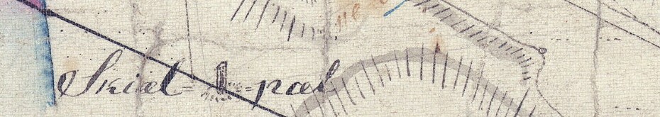 Udsnit af Thob&oslash;lls matrikelkort fra 1820 med skelp&aelig;len