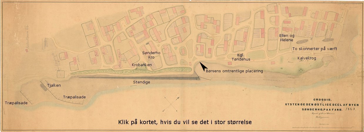 Kort over S&oslash;nderho Havn 1868 tegnet af skibsbygmester Emil Petersen