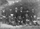 Gamle sømænd på Børsen ved havnen i Sønderho senest 1911 fotograferet af Sonnich Thomsen