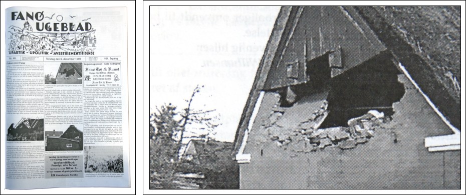 Orkan over Fan&oslash; som den blev beskrevet i Fan&oslash; Ugeblad 1999