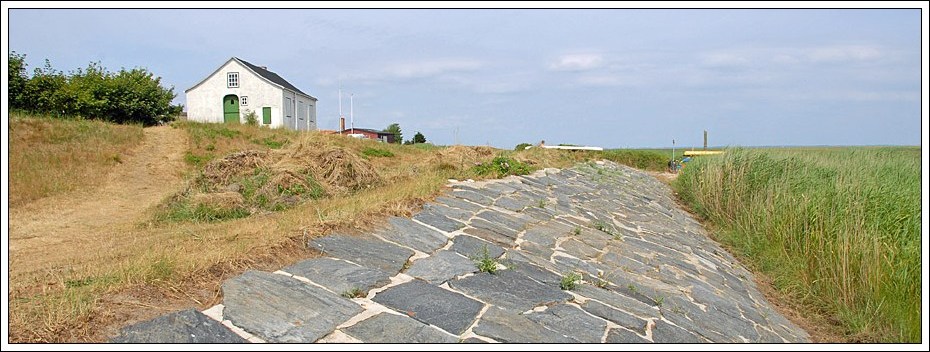 Det frilagte stendige ved havnen i Sønderho sommeren 2013