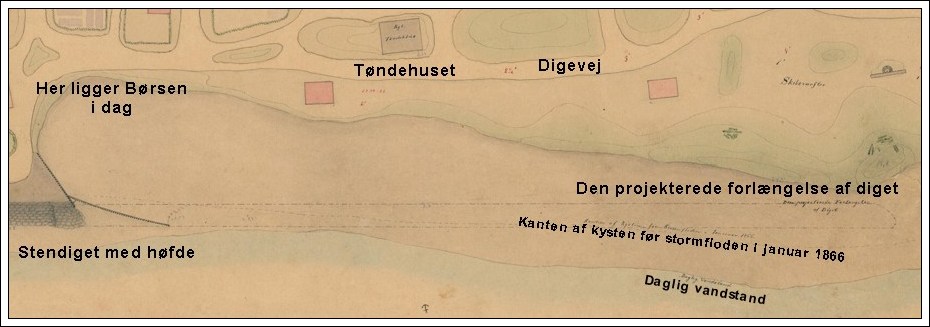 Udsnit af skibsbygmester Emil Petersens kort fra 1868 over S&oslash;nderho havn