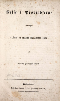 Titelbladet til Ursins Reise i Provindserne 1831