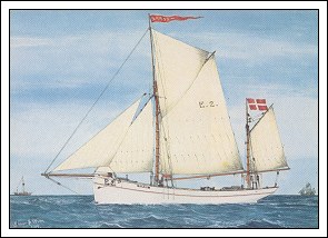 Kutteren Saron E2 af Esbjerg malet af Ejnar S. Olsen